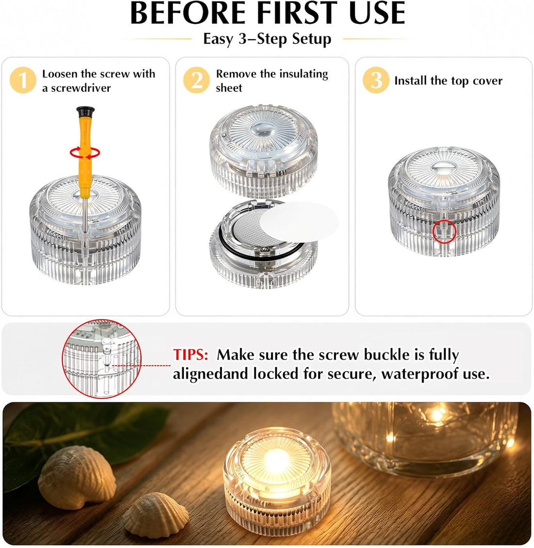 HL Submersible LED Lights,Warm White Mini LED Tea Light,150 Hour