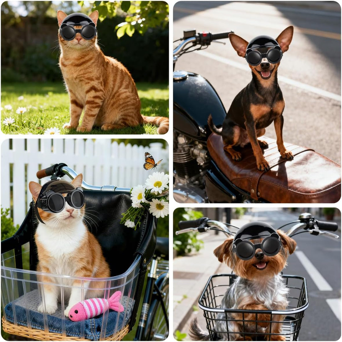 BillionChains Dog Helmet with Goggles