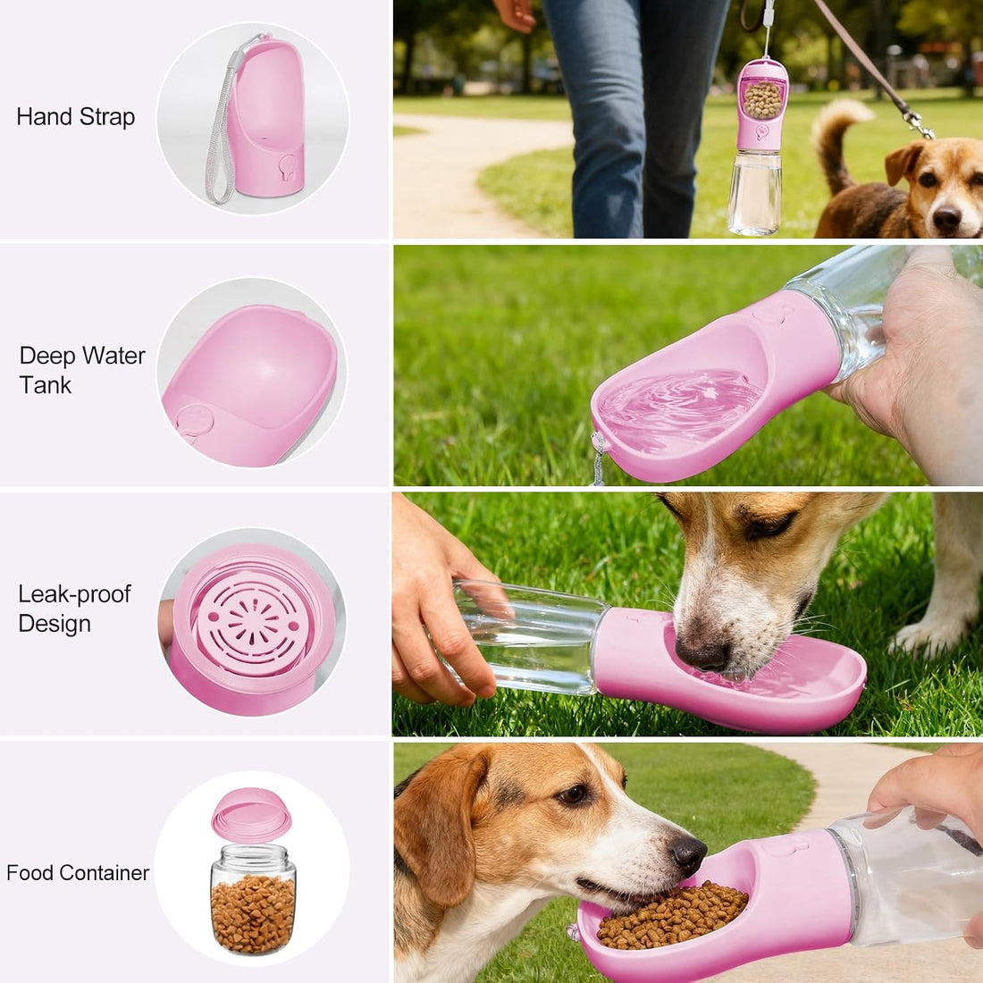 Dog Water Bottle, Portable Water Bottle with Food Container for Dogs