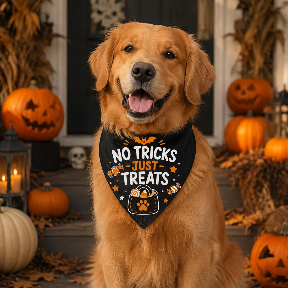 Halloween Dog Bandana, Reversible Snap-On Pet Scarf