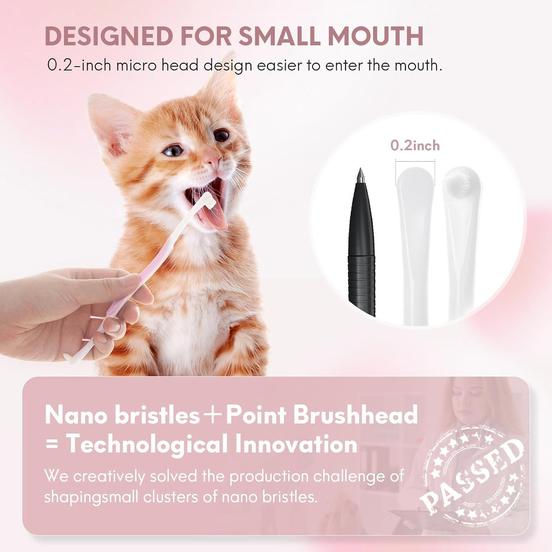 2 Pcs Dual-Sided Cat Toothbrush with Micro Brush Head