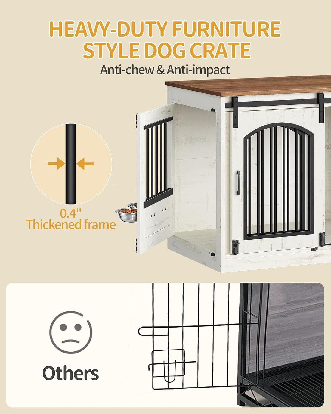 Hzuaneri 31.5 in Dog Crate Furniture Indoor Dog Kennel with 2 Feeding