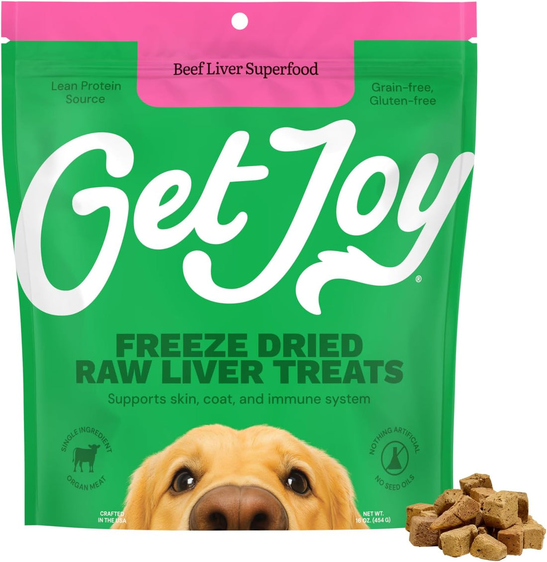 Get Joy Freeze Dried 100% Beef Heart Dog Treats, 4oz