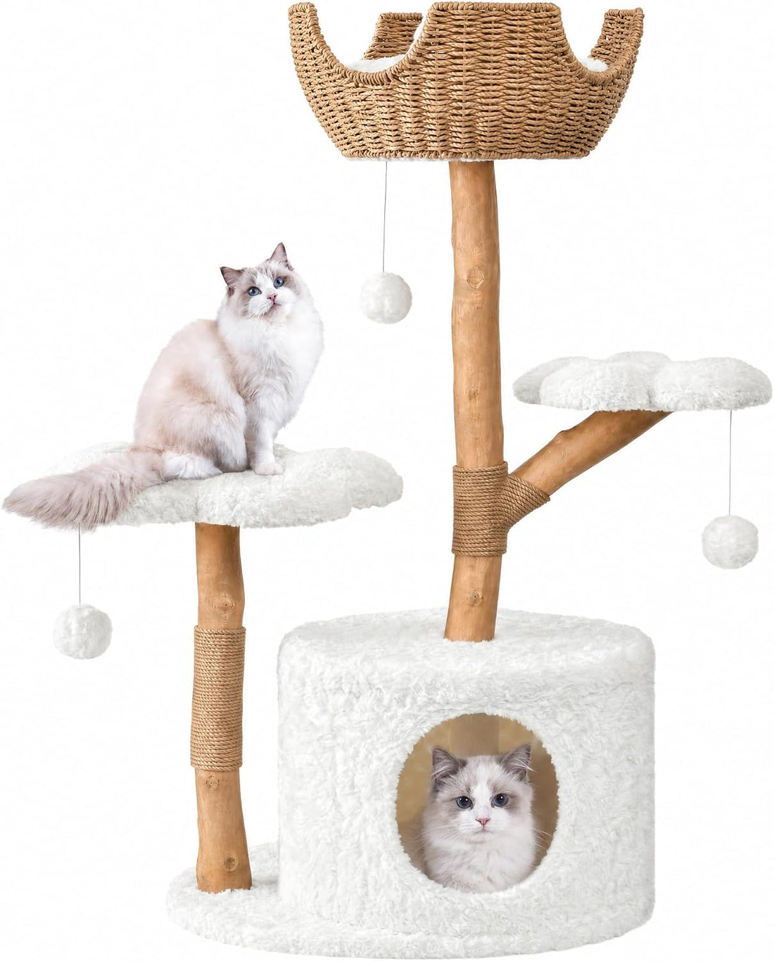 Easyego Modern Cat Tree, 26.3" Aesthetic Wood Cat Tree Tower