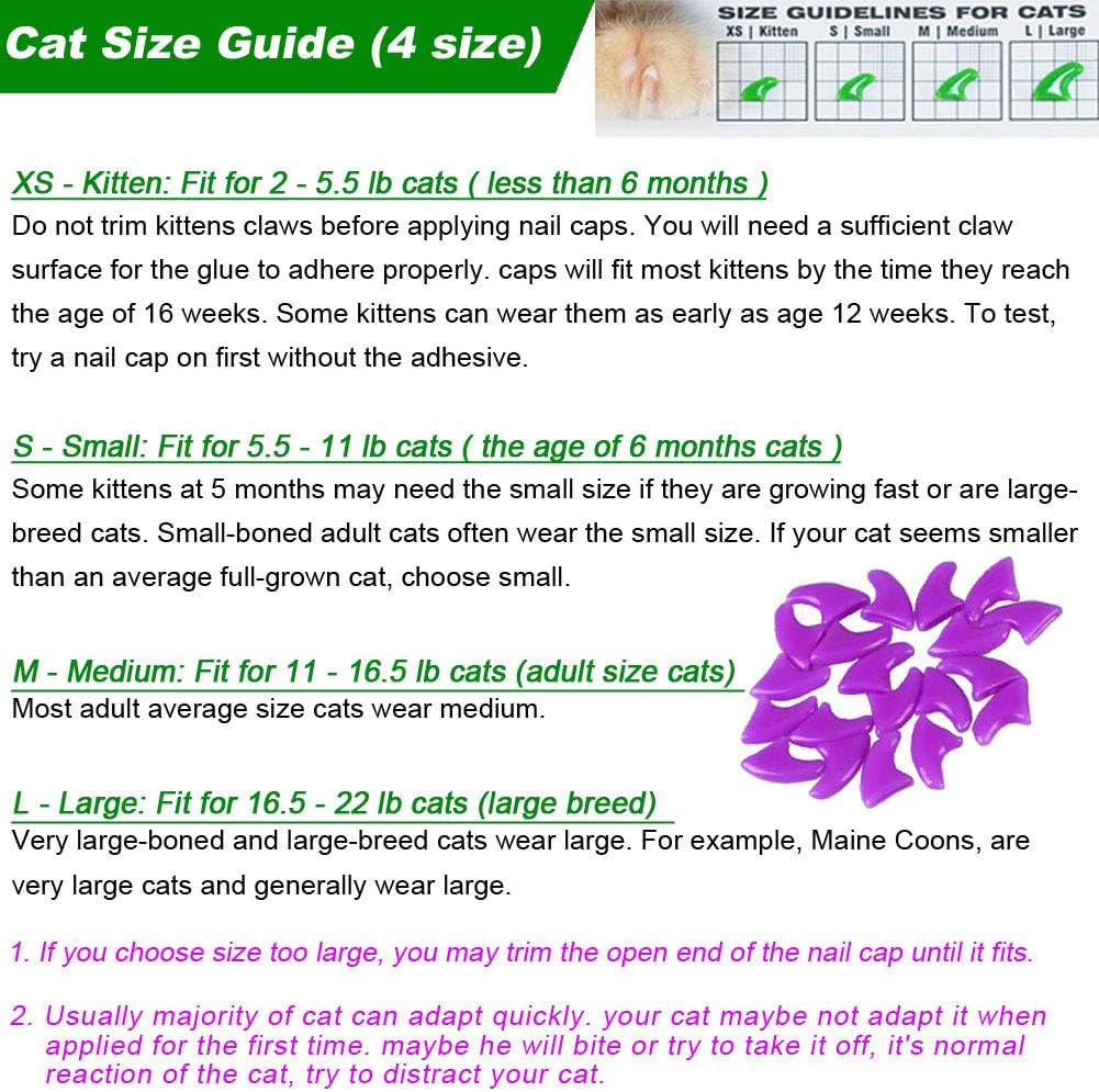 100pcs Cat Nail Caps, Cat Claw Caps with Adhesive Glue and Applicators