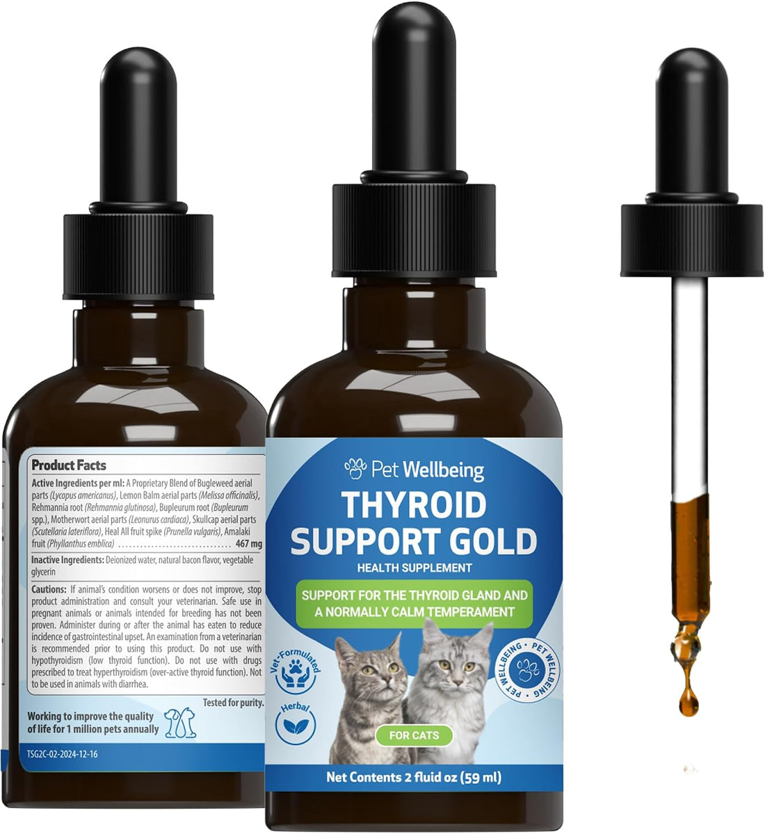 Pet Wellbeing Thyroid Support Gold for Cats - Thyroid Support, 2 oz