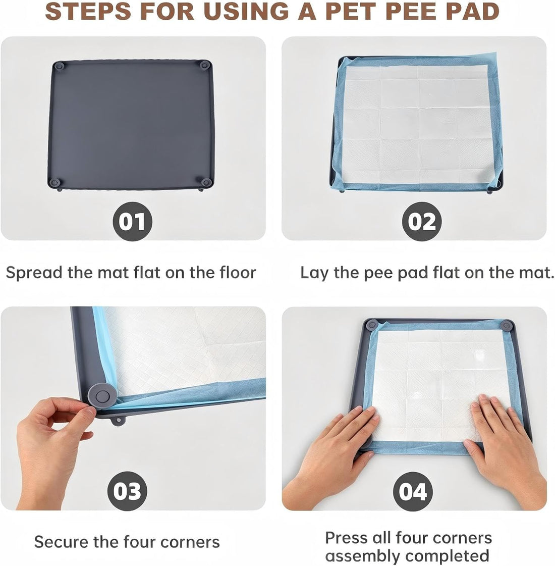 Dog Pee Pad Holder Tray 23x23, Silicone Puppy Pad Holder