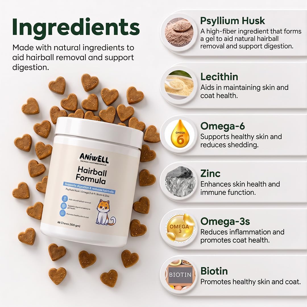 Hairball Formula for Cats – Soft Chews with Omega-3 & Biotin
