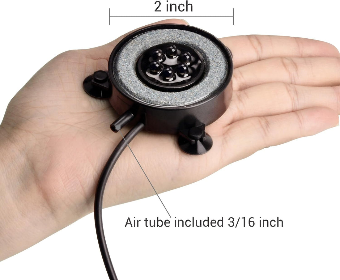 NICREW LED Aquarium Bubbling Stone Disk, 2 Inch Fish Tank Bubbler