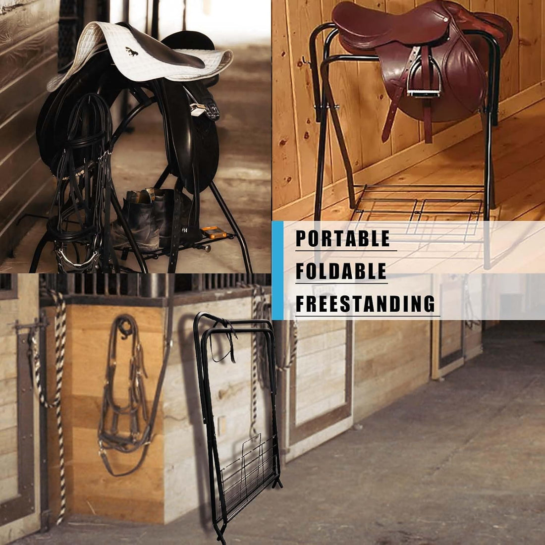 Saddle Rack Portable Folding Horse Saddle Stand for English