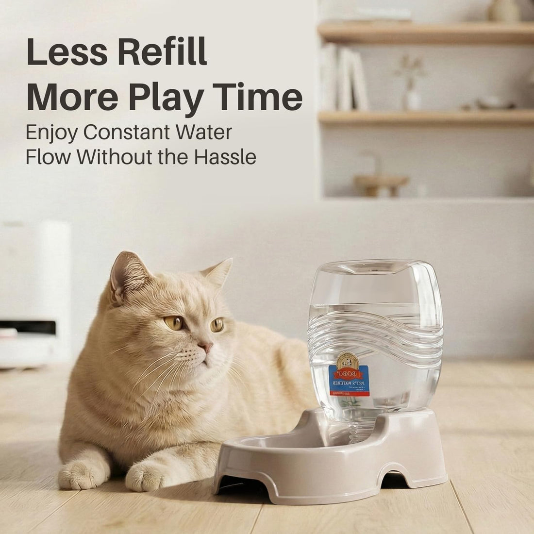 Flexzion Gravity Pet Water Dispenser for Cats & Small Dogs, 1/4 Gal