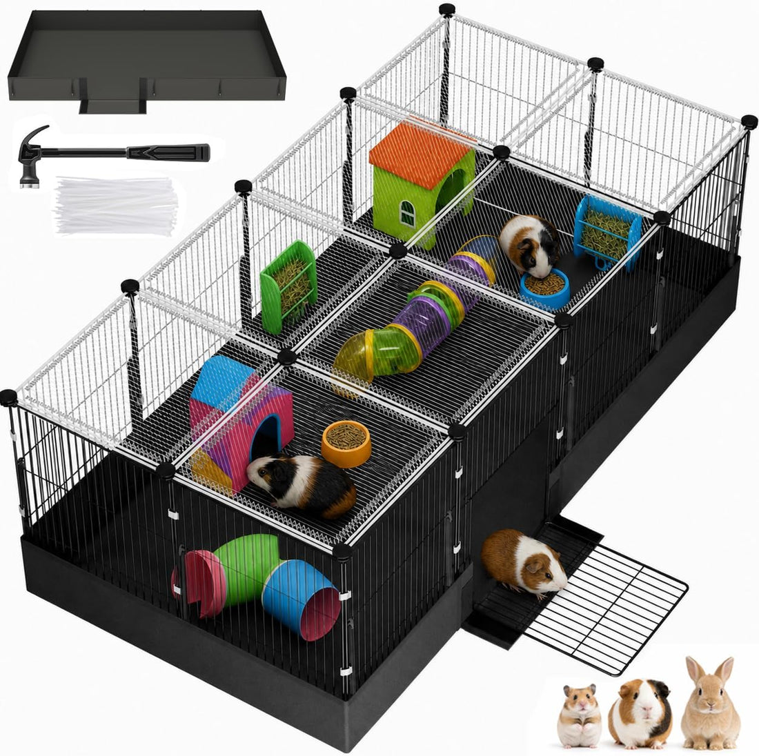Guinea Pig Cages with Waterproof Liner, Expandable Small Animal Plaype