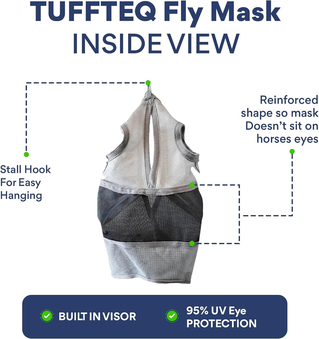 Horse Fly Mask Without Ears, UV Eye Protection, Standard Size