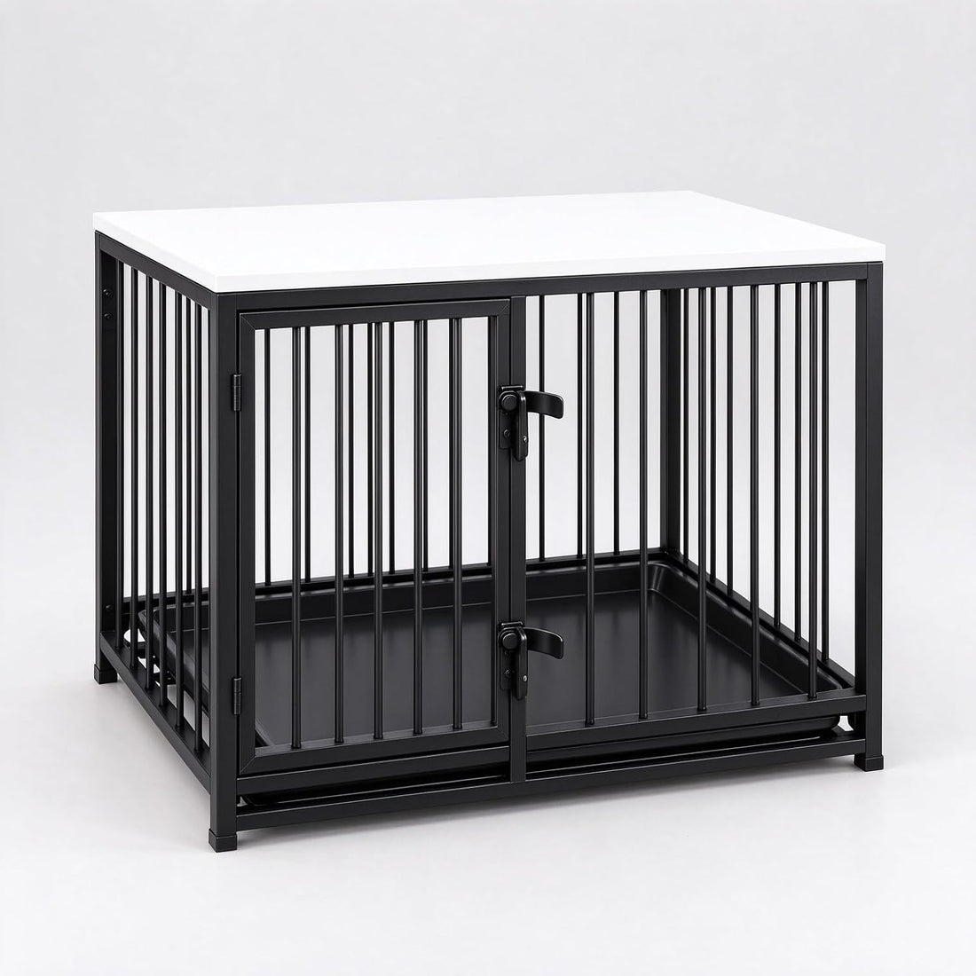 Dog Crate Furniture, 33.5" Metal Dog Kennel, Wood Tabletop