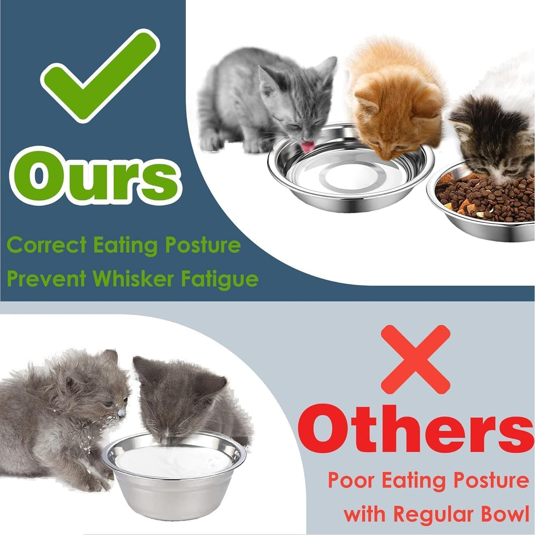 6 PCS Thickened Stainless Steel Cat Bowls