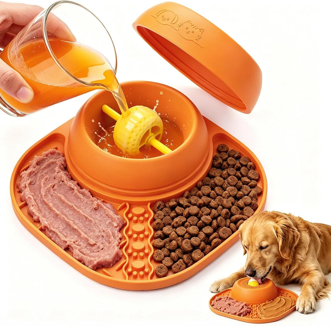 Slow Feeder Dog Bowls, Lick Mat & Interactive Rolling Ball
