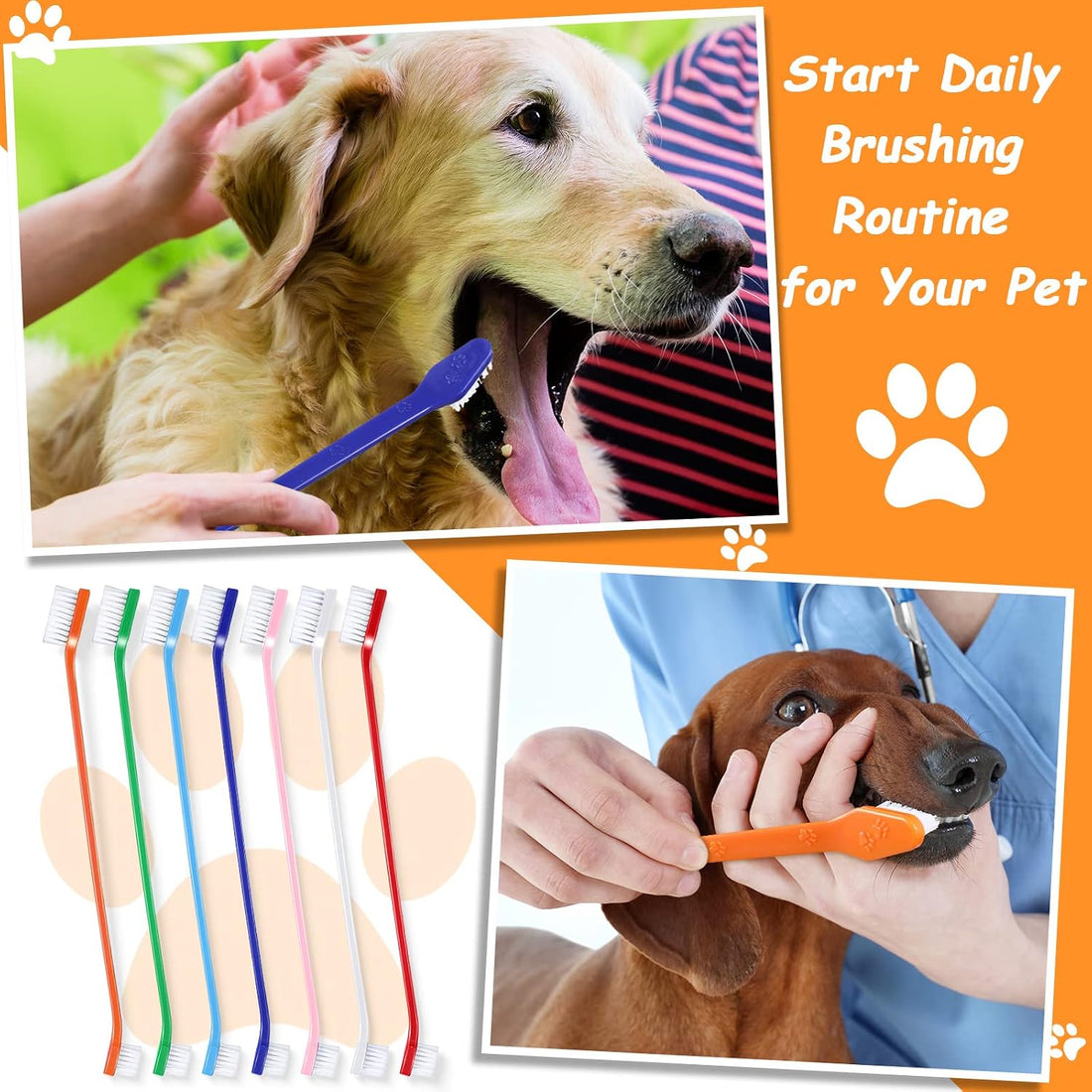 Honeydak Dog Toothbrush Bulk Dual Headed Dental Brushes Dogs Tooth