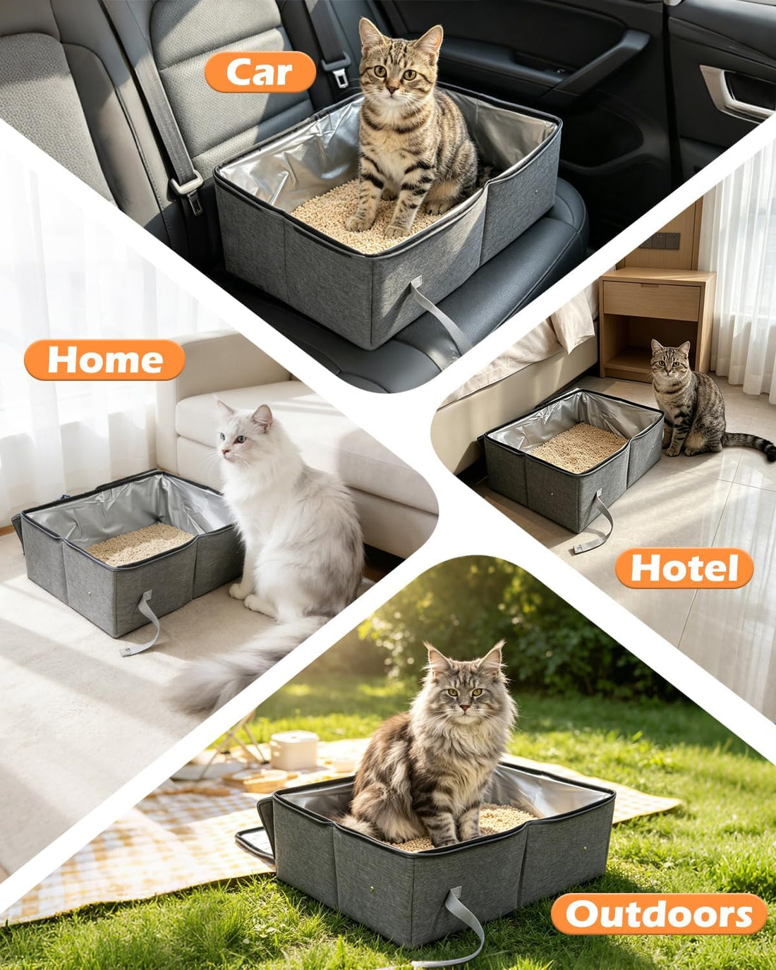 CloudValley Portable Extra Large Travel Litter Box for Cats