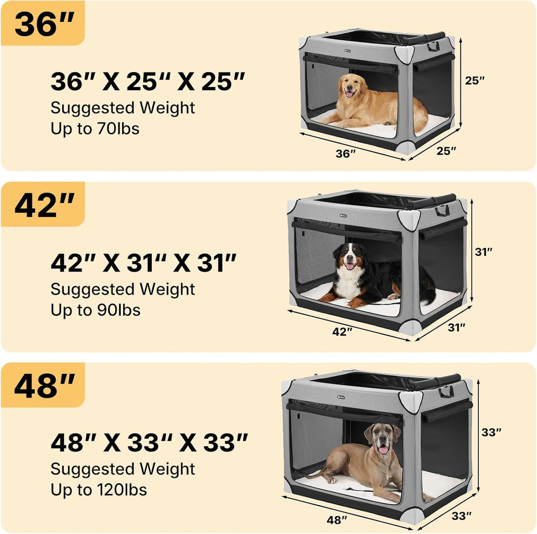 Veehoo 42" Collapsible Dog Crates for Large Dogs