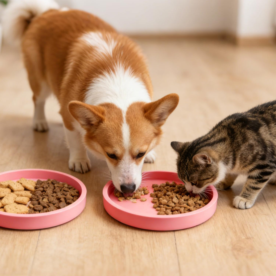 Pet Food Mat, 2 Pack 7" x 7" Non-Slip Pink Silicone Feeding Mats