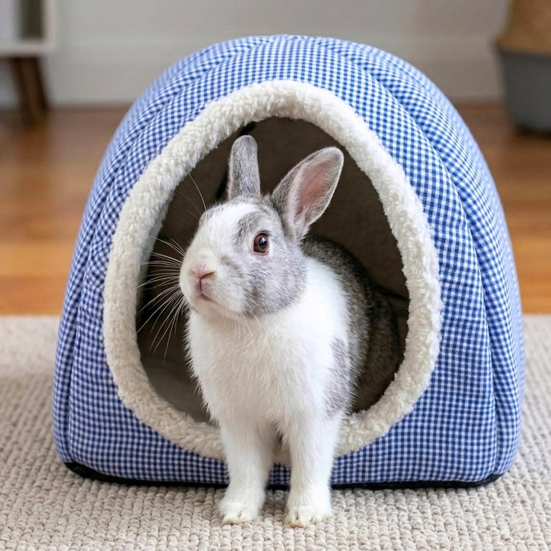 Rabbit Hideout Bed for Large Bunnies, Soft Plush Bunny House