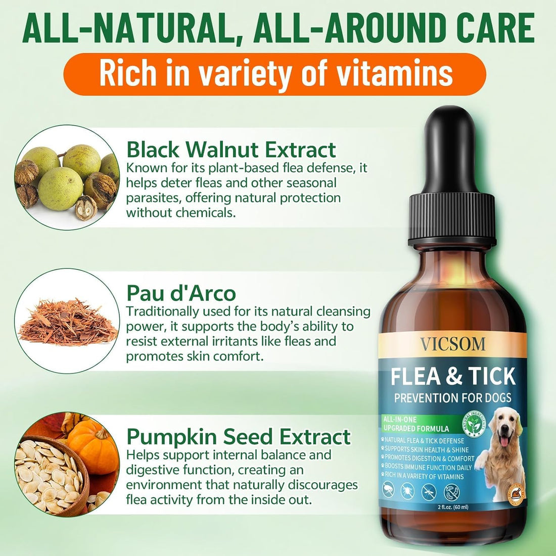 Natural Flea and Tick Prevention for Dogs, Dog Flea Treatment Drops