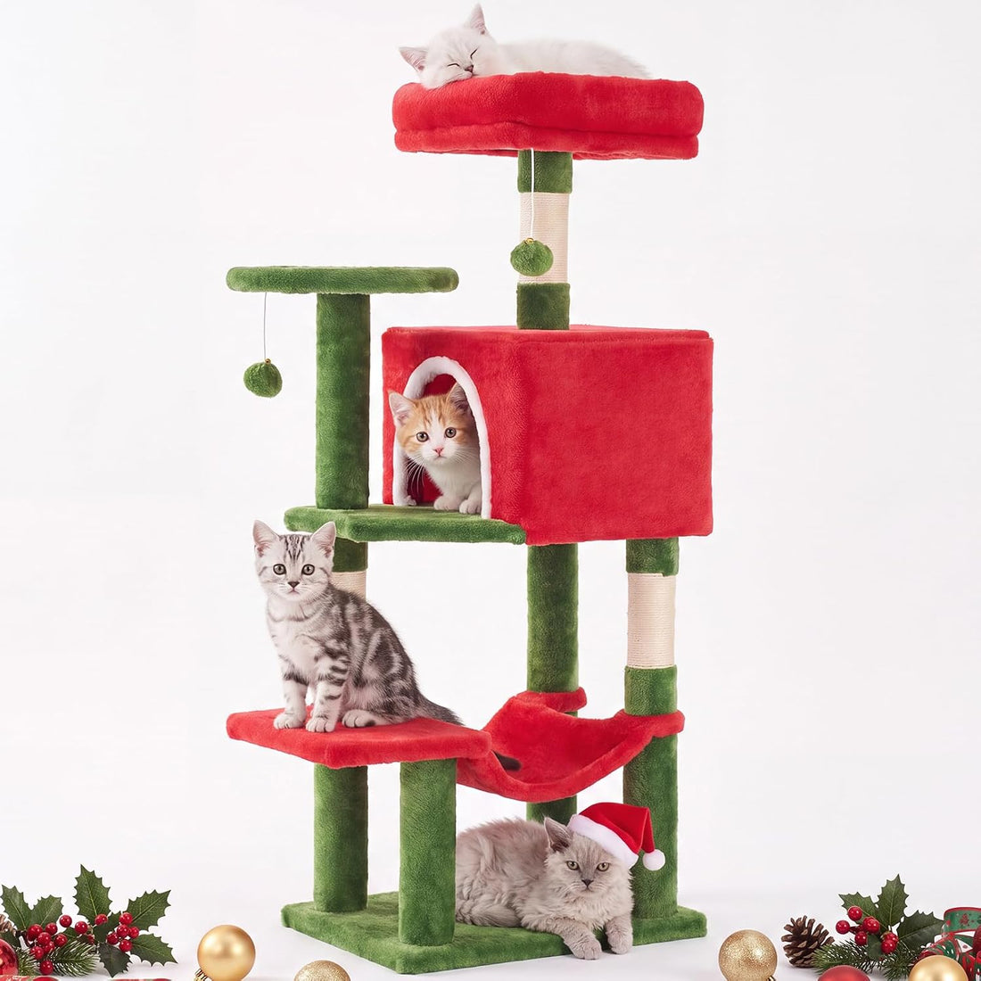 DUMOS 54-inch Cat Tree Tower with Scratching Posts, Indoor Use