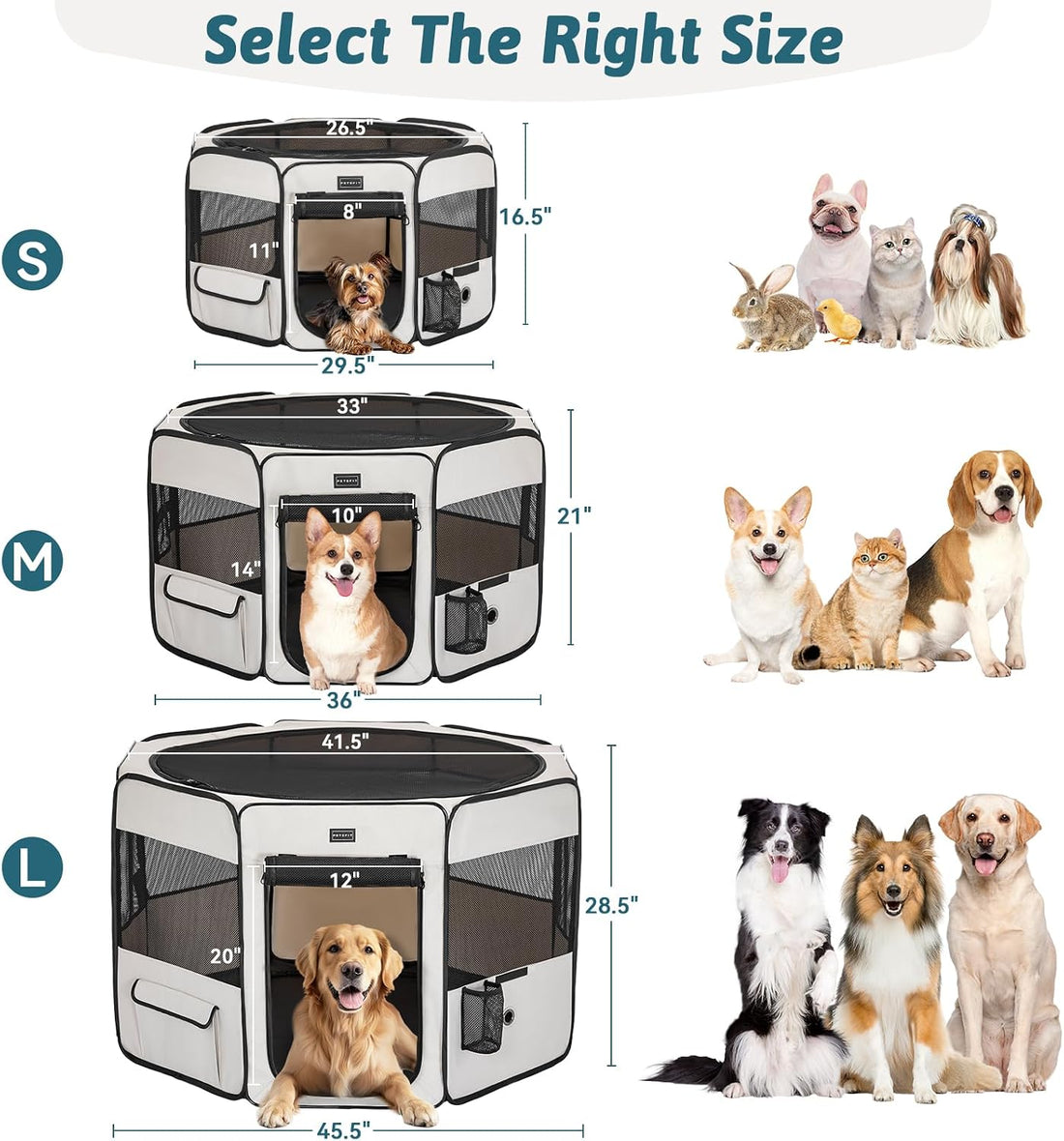 PETSFIT Portable Dog Playpen,36" Dog Play Pen Indoors with Removable