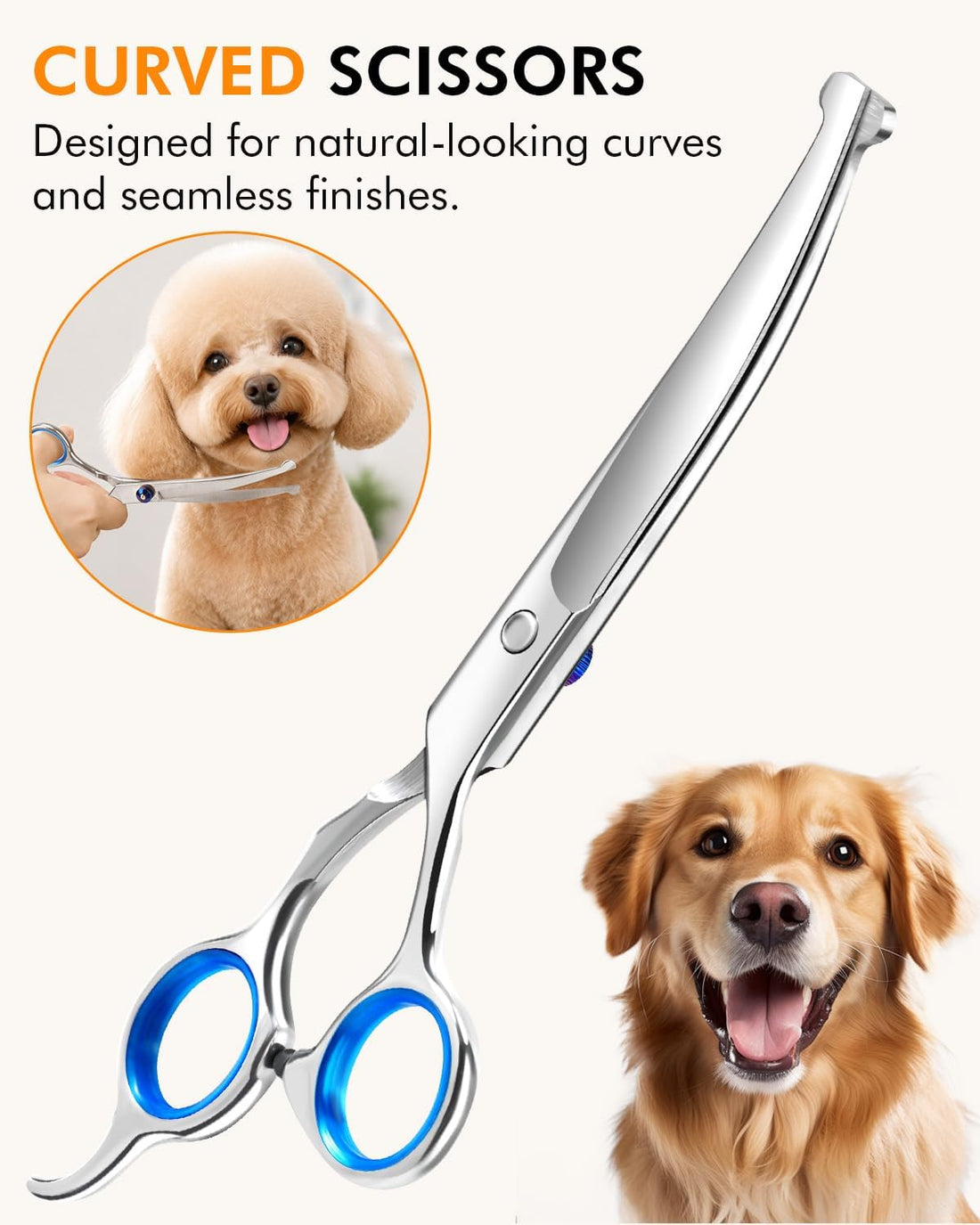 Curved Dog Grooming Scissors, 7.7 Inch Pet Grooming Shears