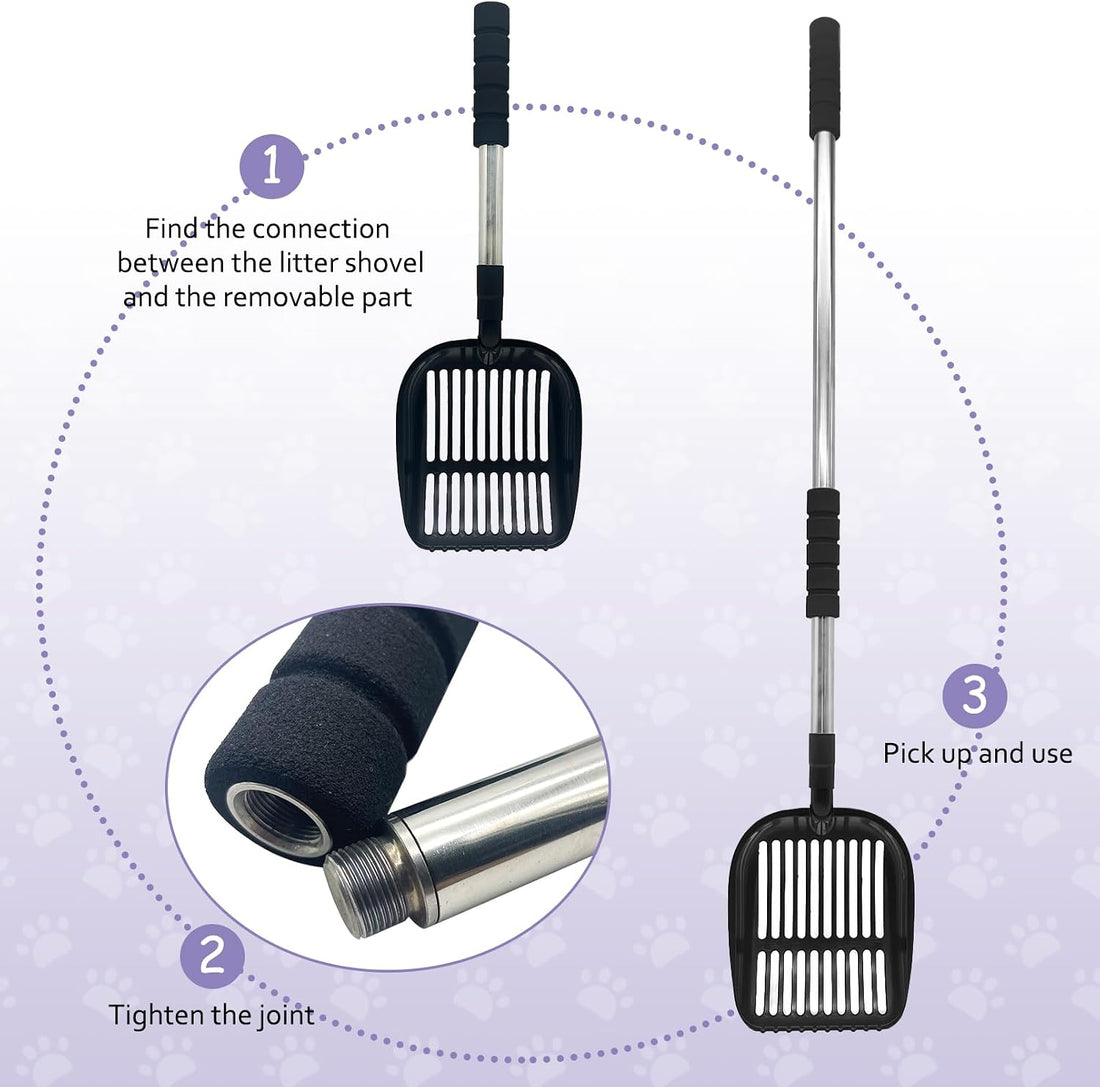 PINVNBY Cat Litter Scooper, Long Handle Litter Sifter Scoop