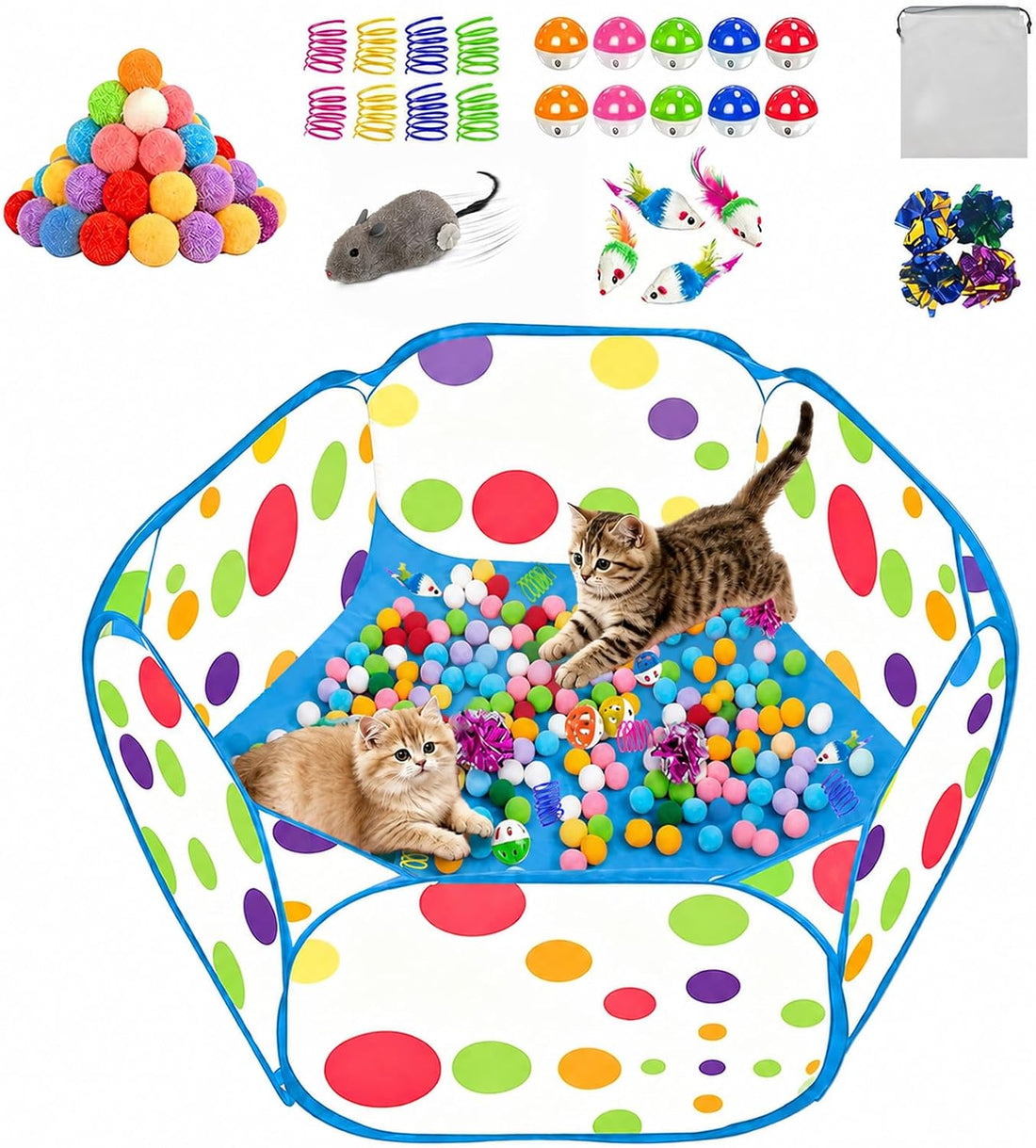 Cat Ball Pit with 227 Pcs Interactive Cat Toys