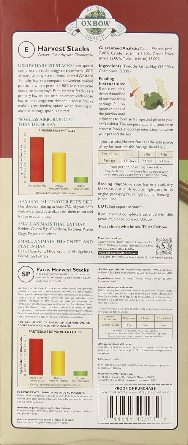 Oxbow Harvest Stacks, Timothy Hay, Rabbits & Guinea Pigs, Chamomile
