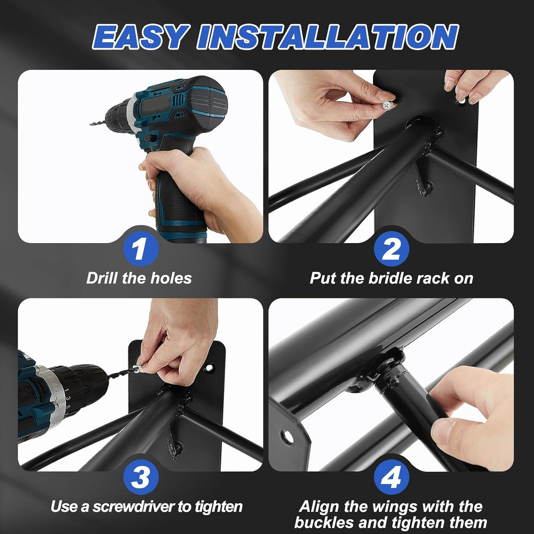 Paterr 6 Pcs Wall Mount Saddle Rack Stand with Pad Bar