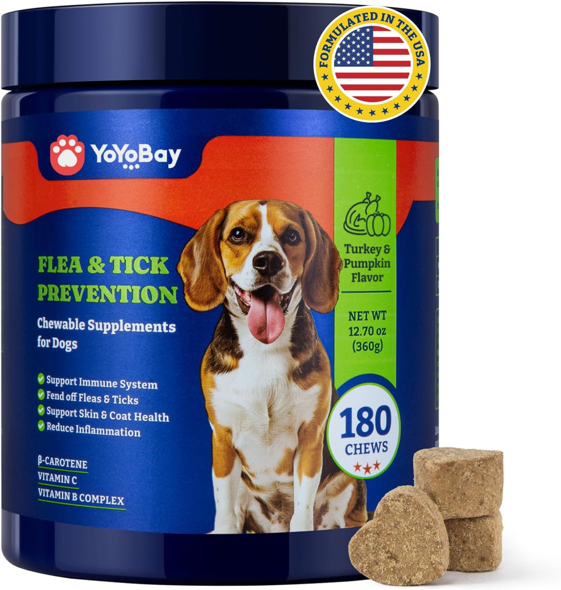 Flea & Tick Prevention for Dogs Chewables,Dog Immune Support