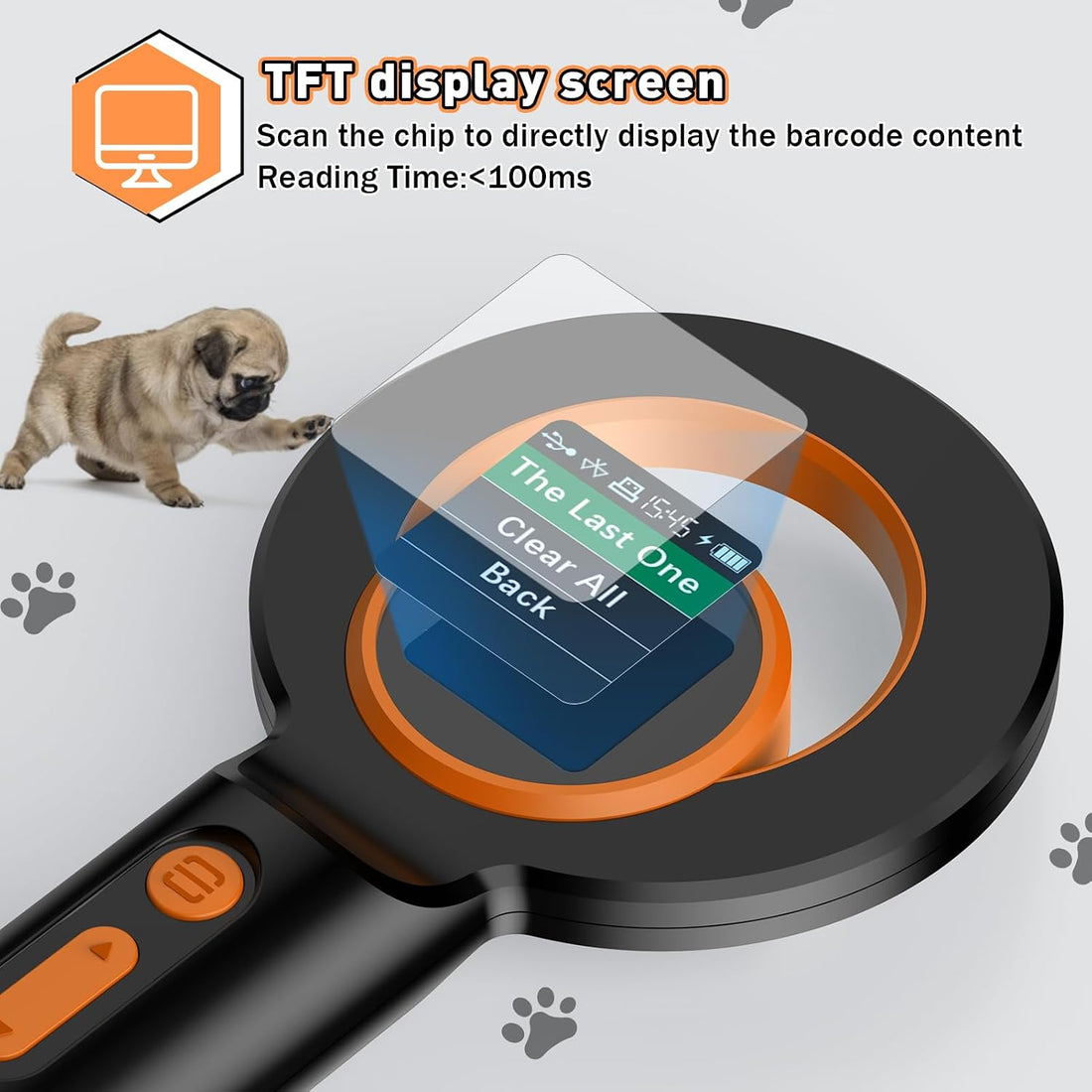 Symcode Pet Microchip Scanner RFID EMID Micro Chip Reader with 1.44IN
