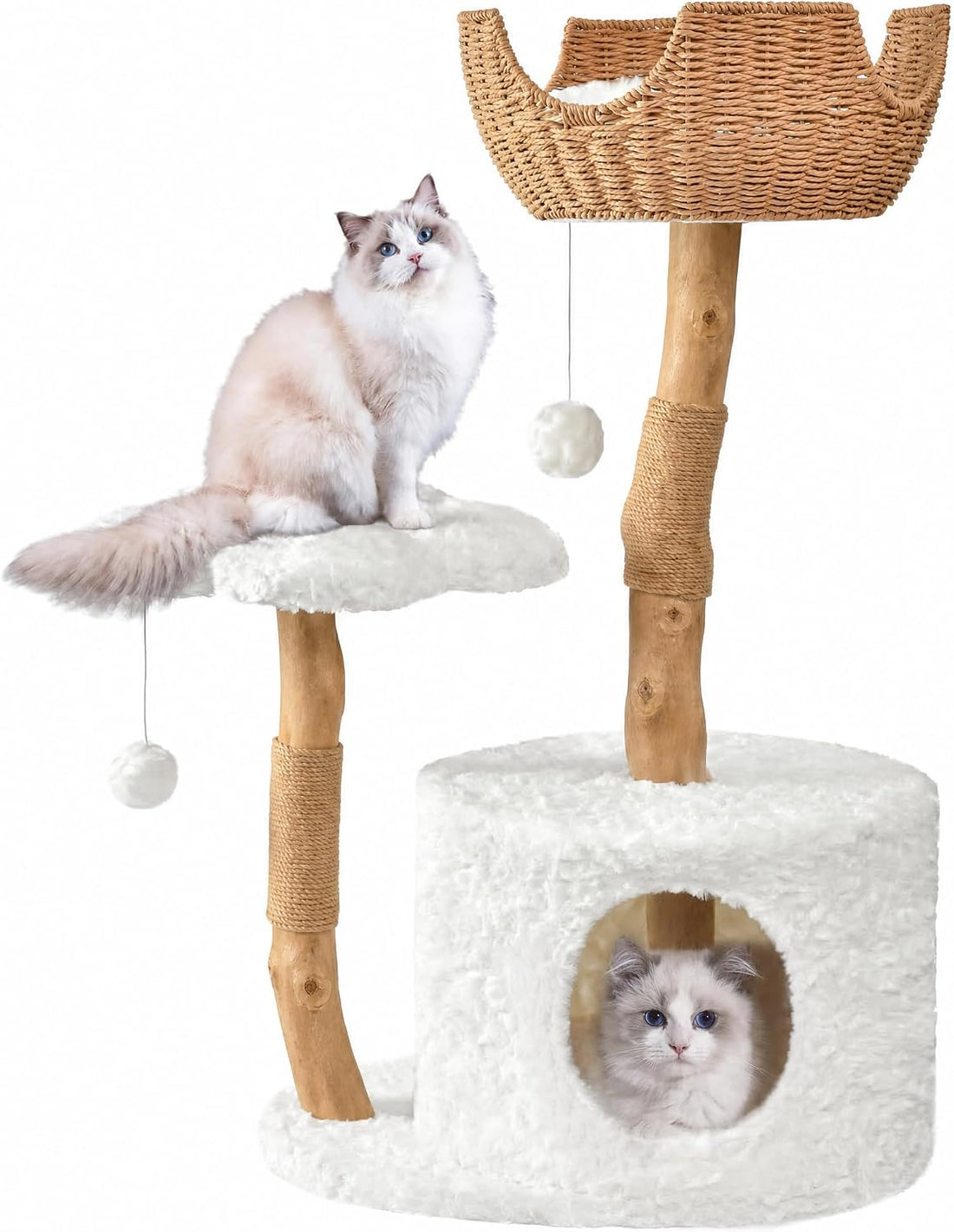 Easyego Modern Cat Tree, 26.3" Aesthetic Wood Cat Tree Tower