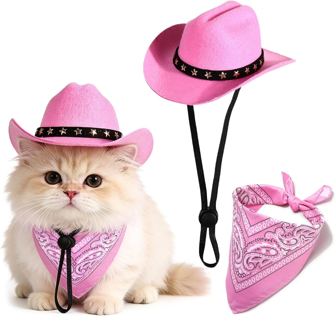 Pet Cowboy Costume, Dog Cowboy Hat with Bandana Scarf
