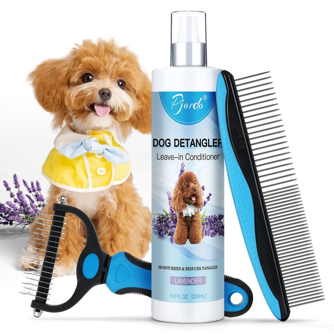 Pjordo Dog Detangler Spray, Natural Dog Leave in Conditioner Spray