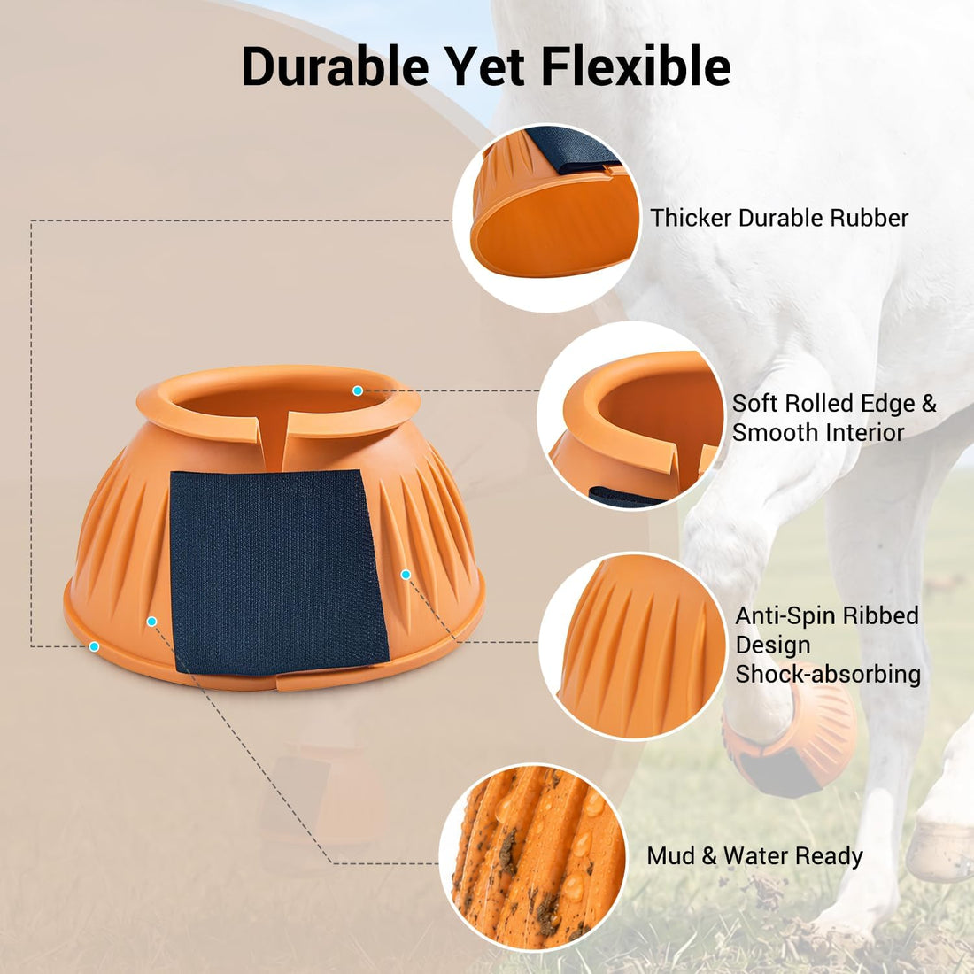 Horse Bell Boots, Ballistic Rubber Overreach Boots
