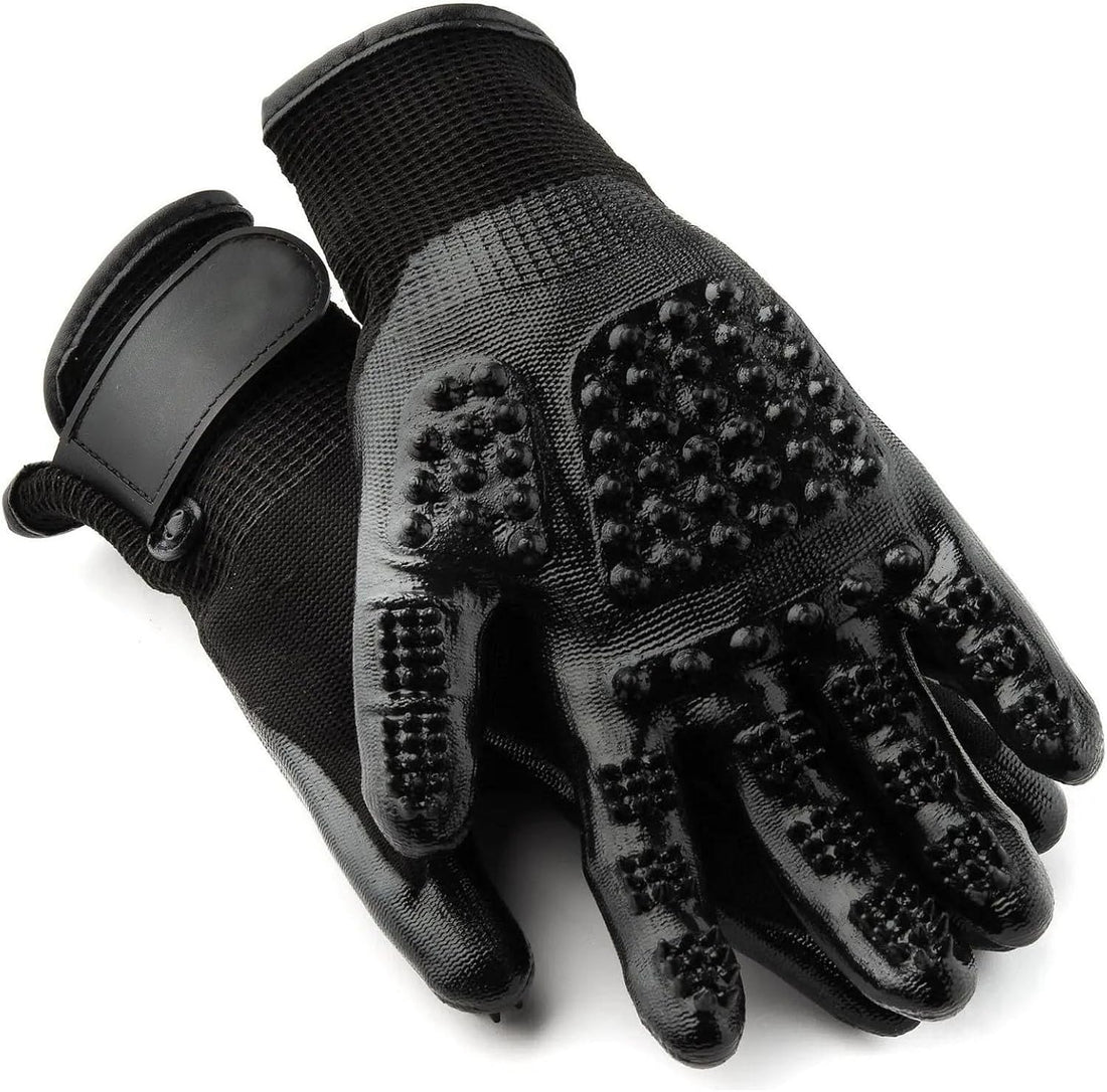 Pet Grooming Glove – Patented Rubber-Massage Shedding Bath & Hair