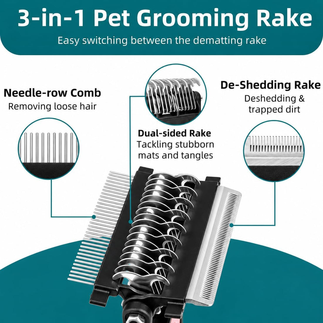 3-IN-1 Pet Grooming Tool - Undercoat Rake