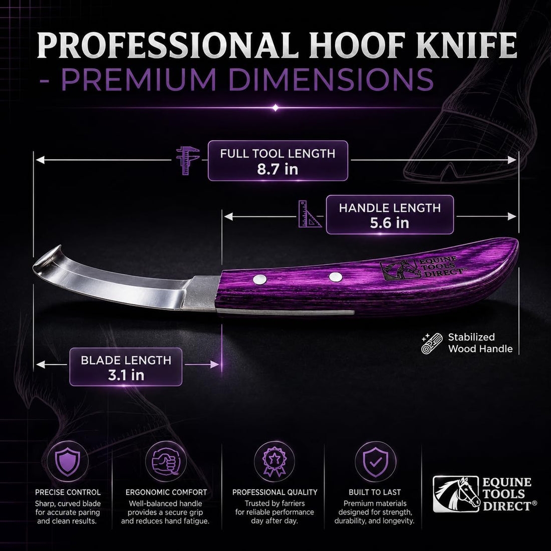 Right-Hand Double Edge Farrier Hoof Knife