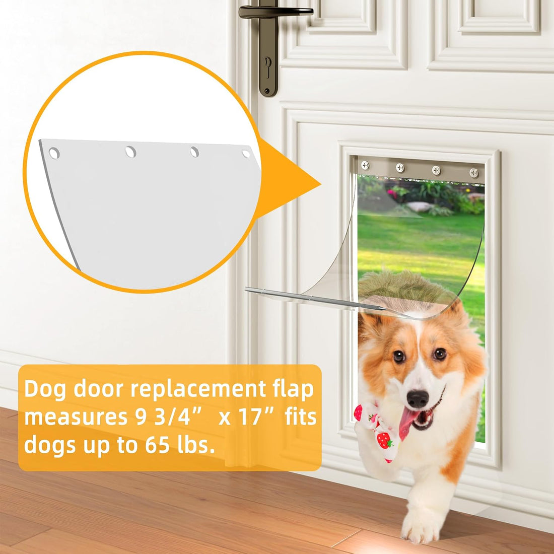 2-Pack Extra Large Transparent Dog Door Replacement Flaps Size 9 3/4"