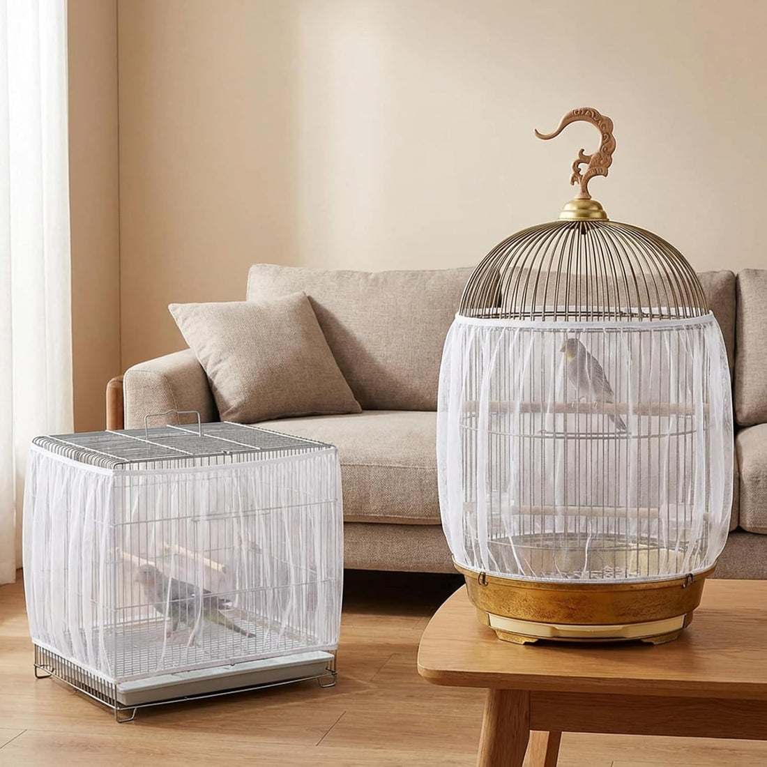FNANJWQ 2 Pcs Bird Cage Cover Universal Bird Cage Seed Catcher