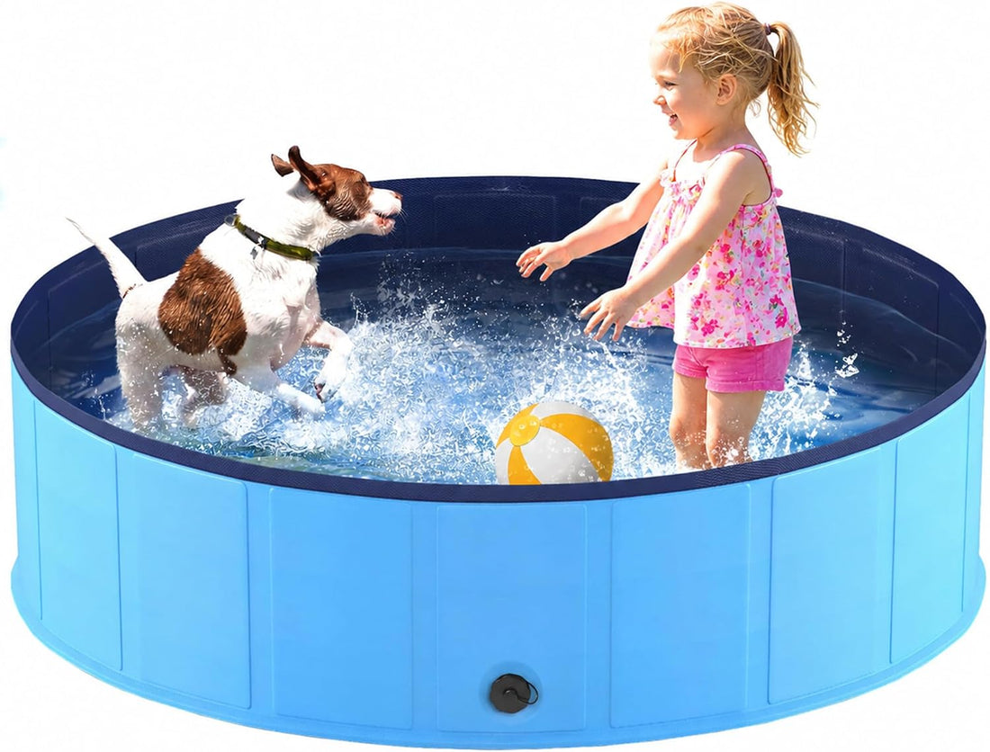 Niubya Foldable Dog Pool, Collapsible Plastic Dog Swimming Pool