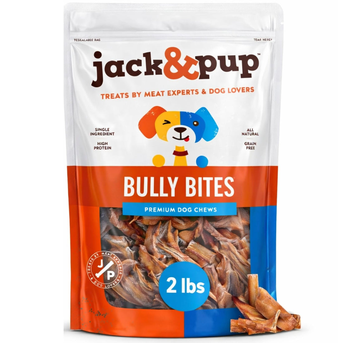Jack&Pup Bully Bites, Small Bully Sticks for Small Dogs