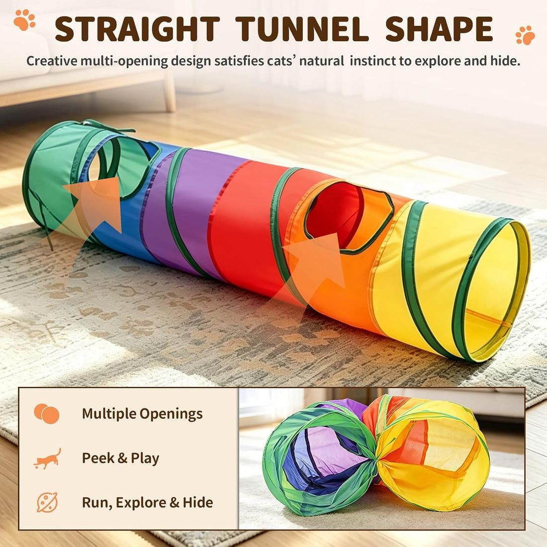 iCAGY Cat Tunnel for Indoor Cats Kittens Rabbits, Foldable Tunnel Toys