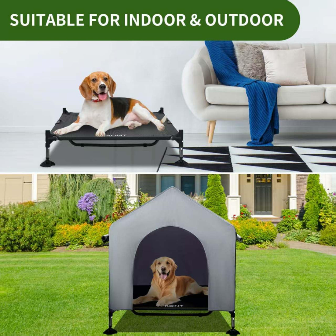 Summertrail 42" Large Dog House Outdoor Indoor with Breathable Mesh