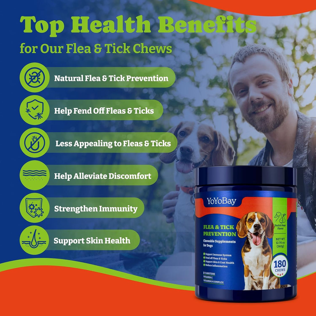 Flea & Tick Prevention for Dogs Chewables,Dog Immune Support
