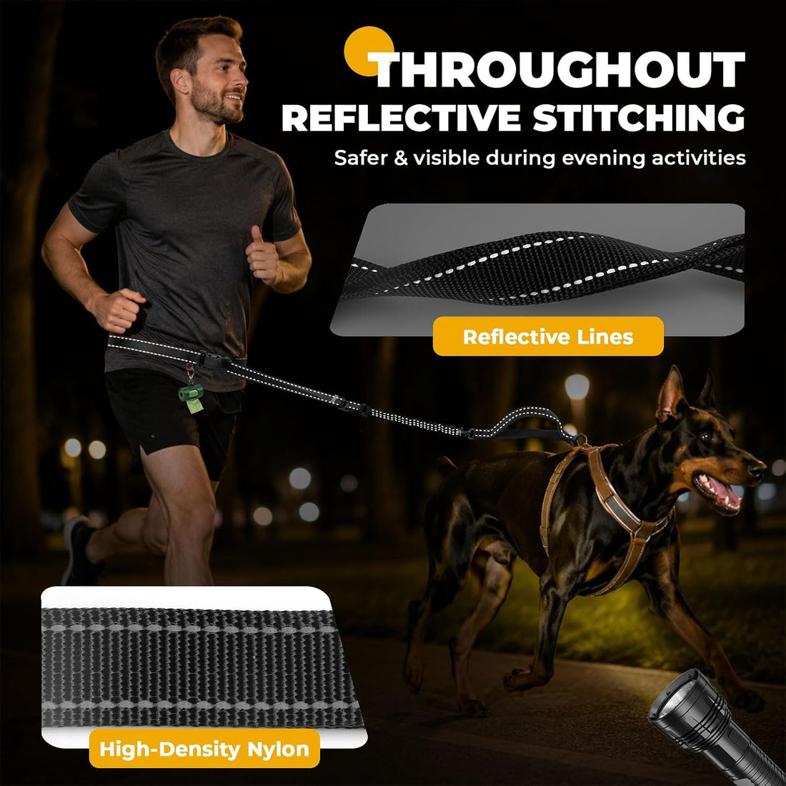 PETCARE 4 in 1 Hands Free Dog Leash with Car Seatbelt Buckle